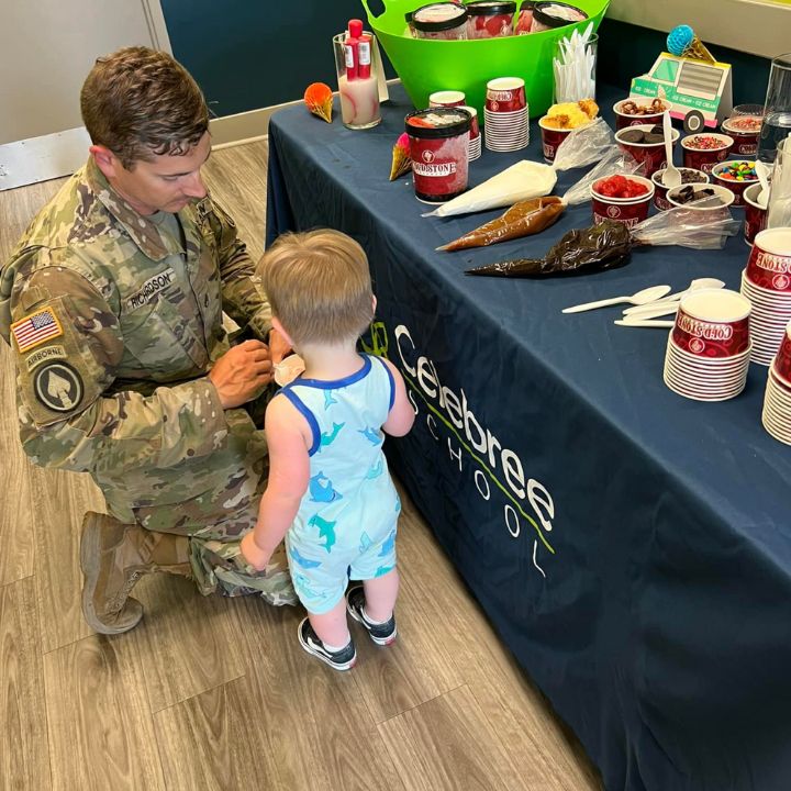 Military father with son